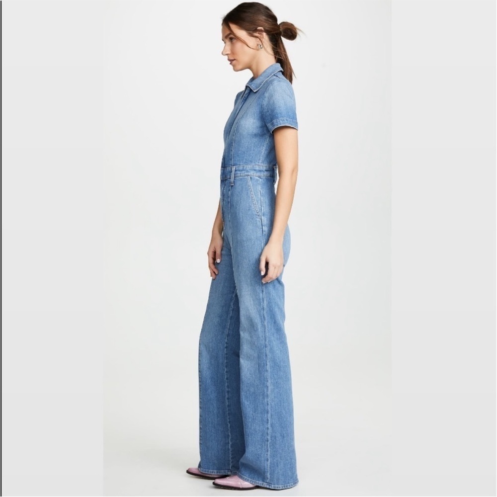 NWT Alive + Olivia Jumpsuit Gorgeous Wide Leg Zip Up Denim in Love Me Blue - Picture 7 of 16